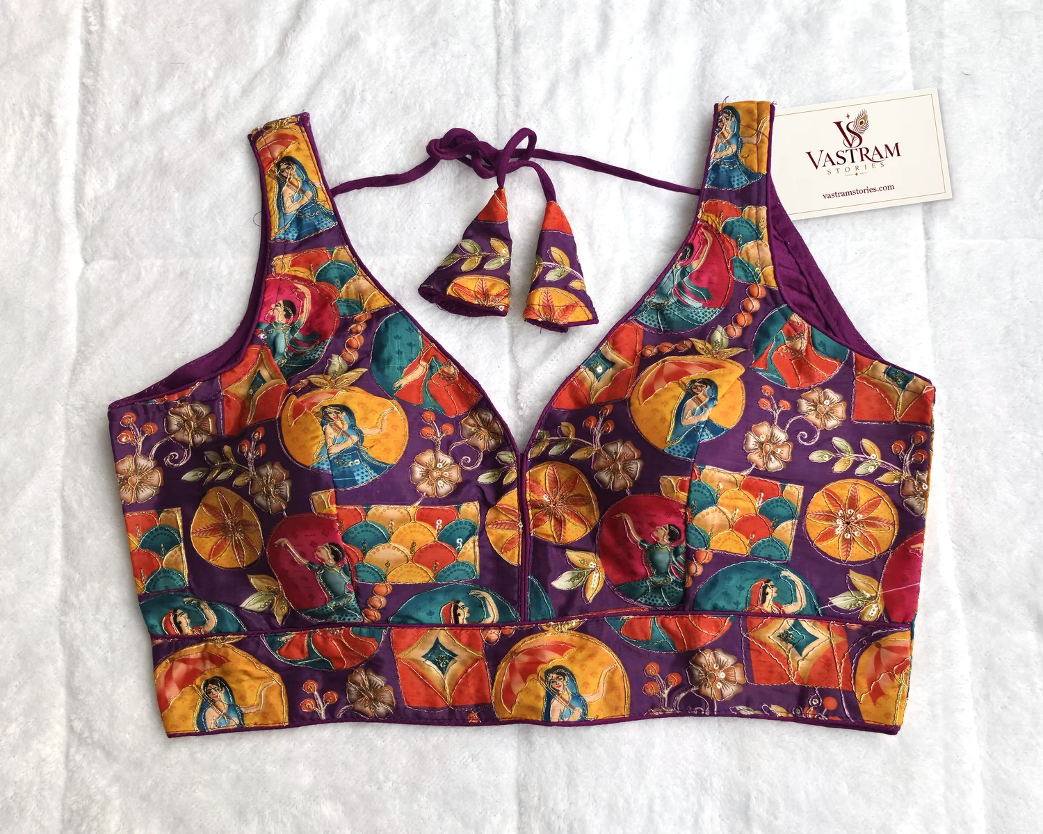 Meher Purple Kalamkari Print Blouse, front view