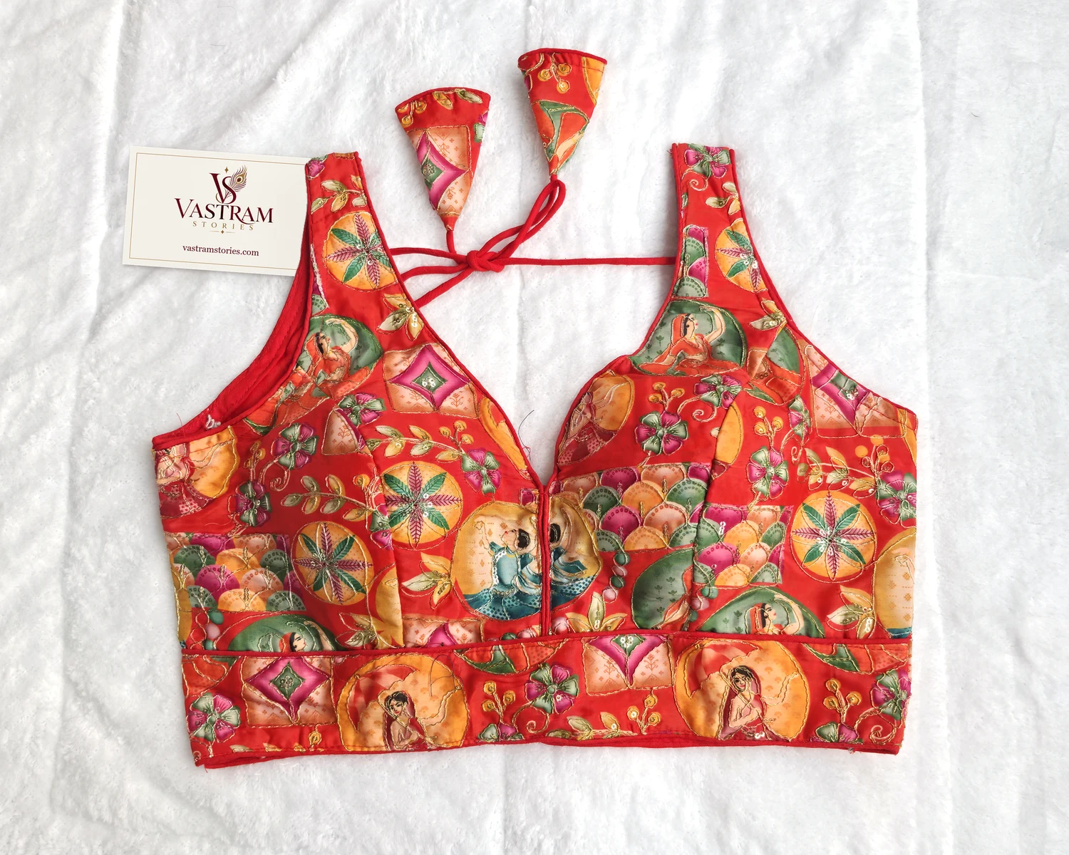 Meher Red Kalamkari Print Blouse, front view