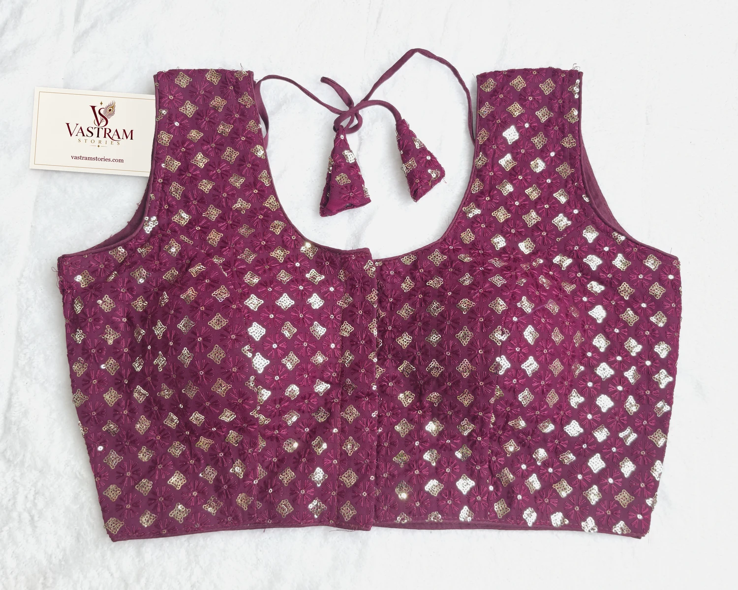 Noor Maroon Foil-Print Blouse, front view