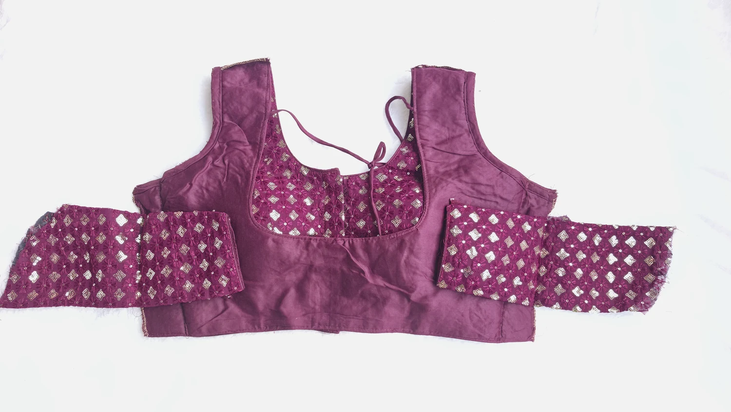 Noor Maroon Foil-Print Blouse, sleeves view