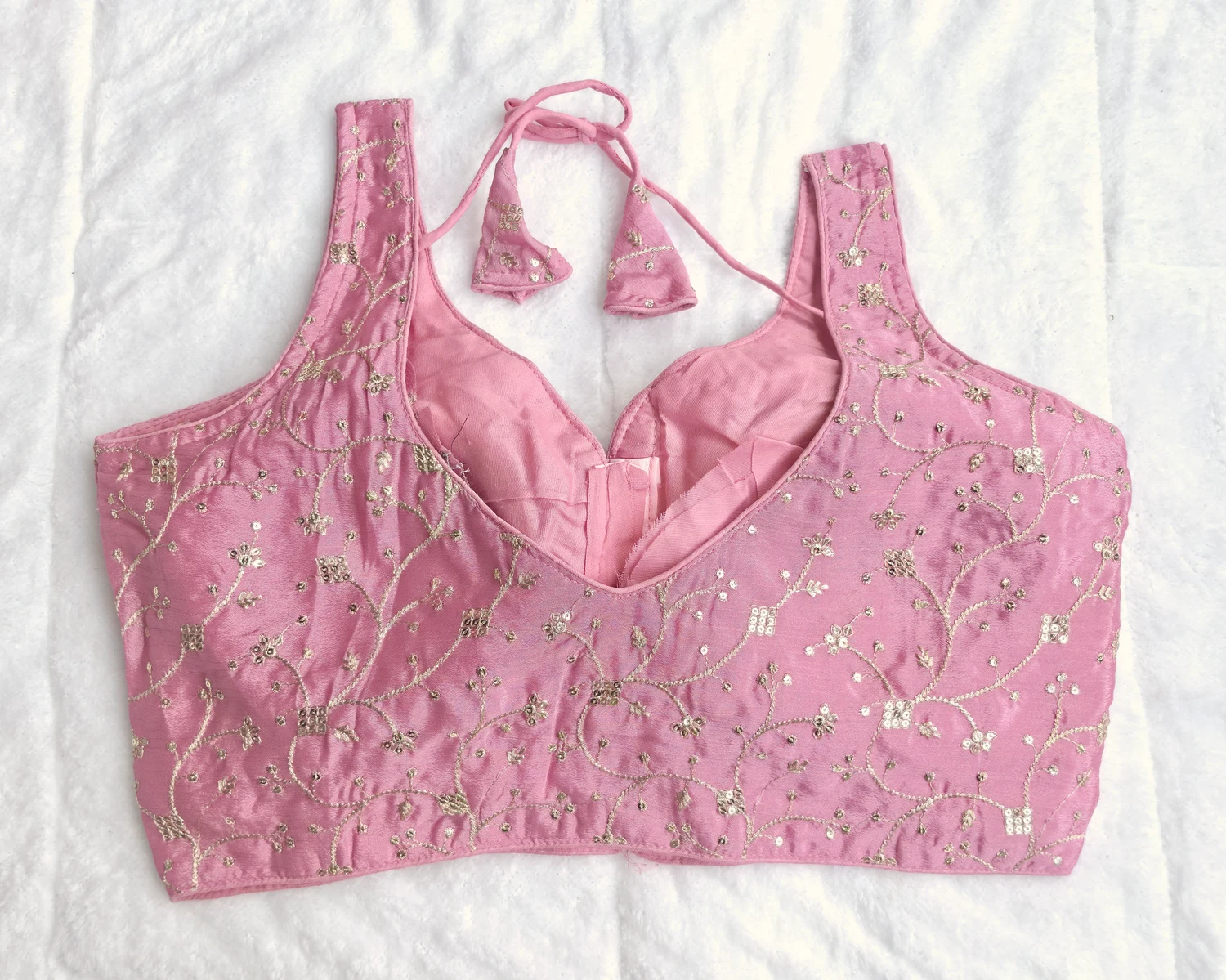 Gulbahar Pink Embroidered Blouse, back view