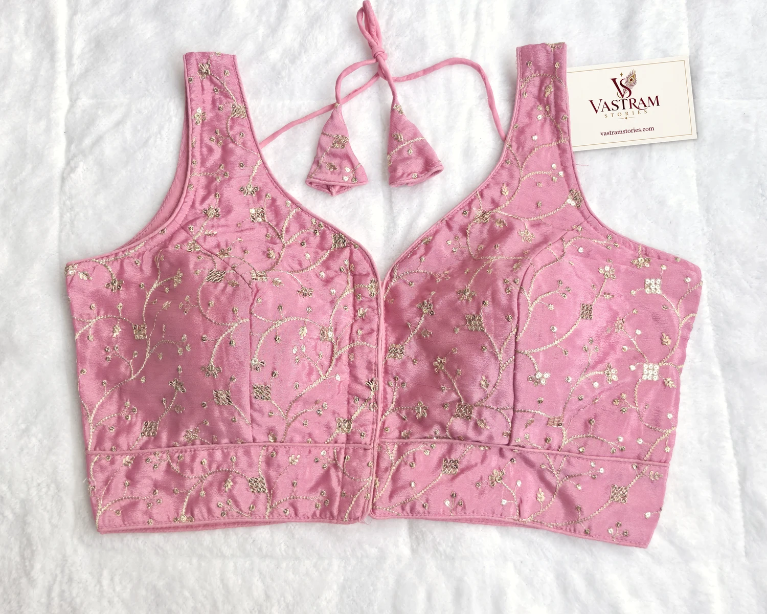 Gulbahar Pink Embroidered Blouse, front view