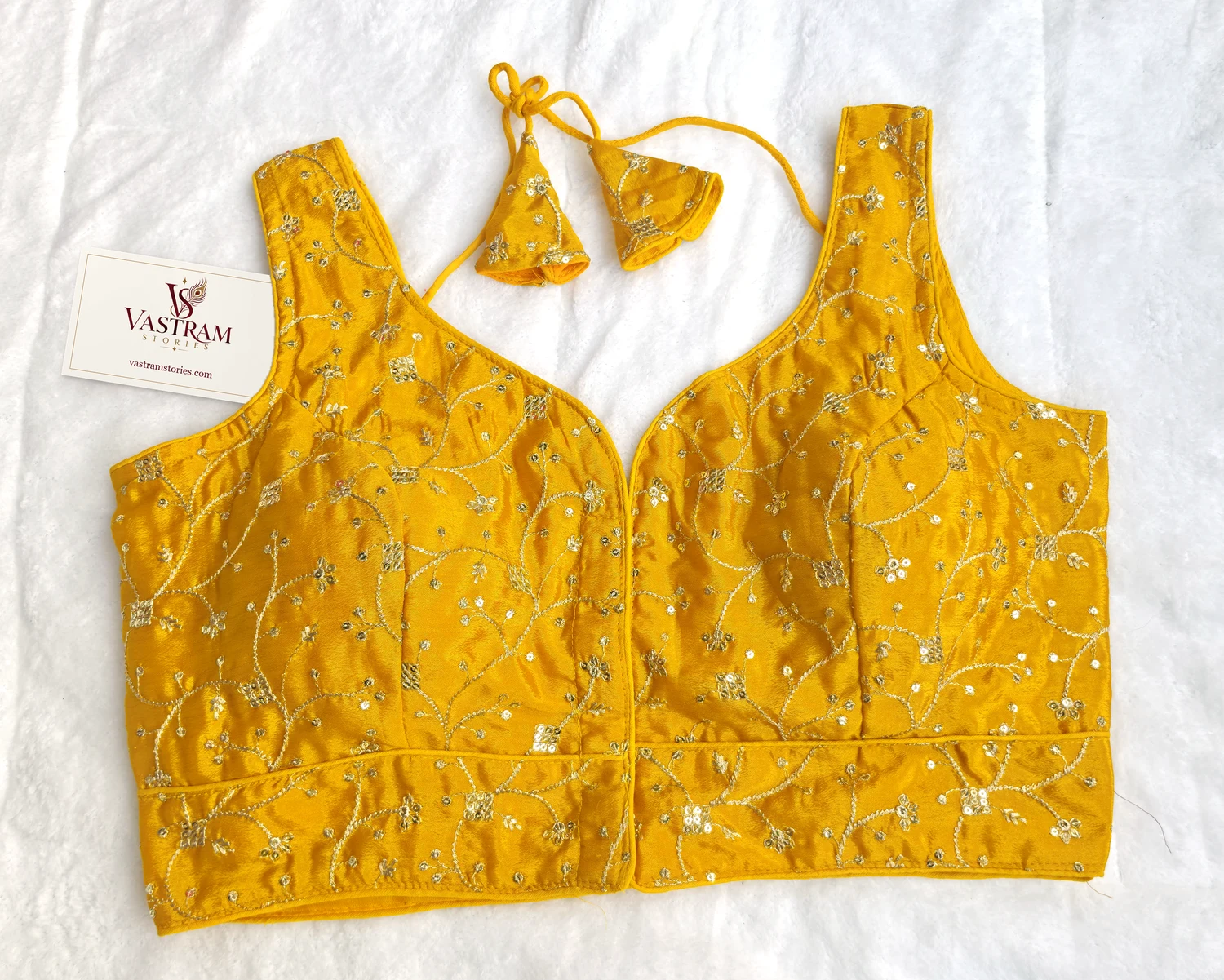 Gulbahar Yellow Embroidered Blouse, front view