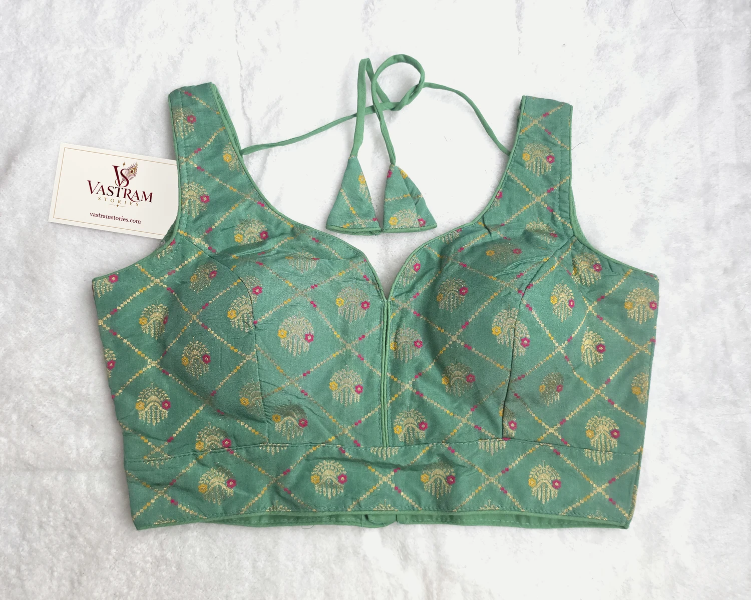 Zariya Sea Green Blouse, front view