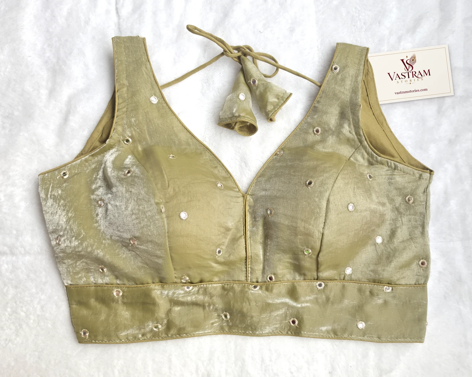 Ruhani Sage Gold Blouse, front view