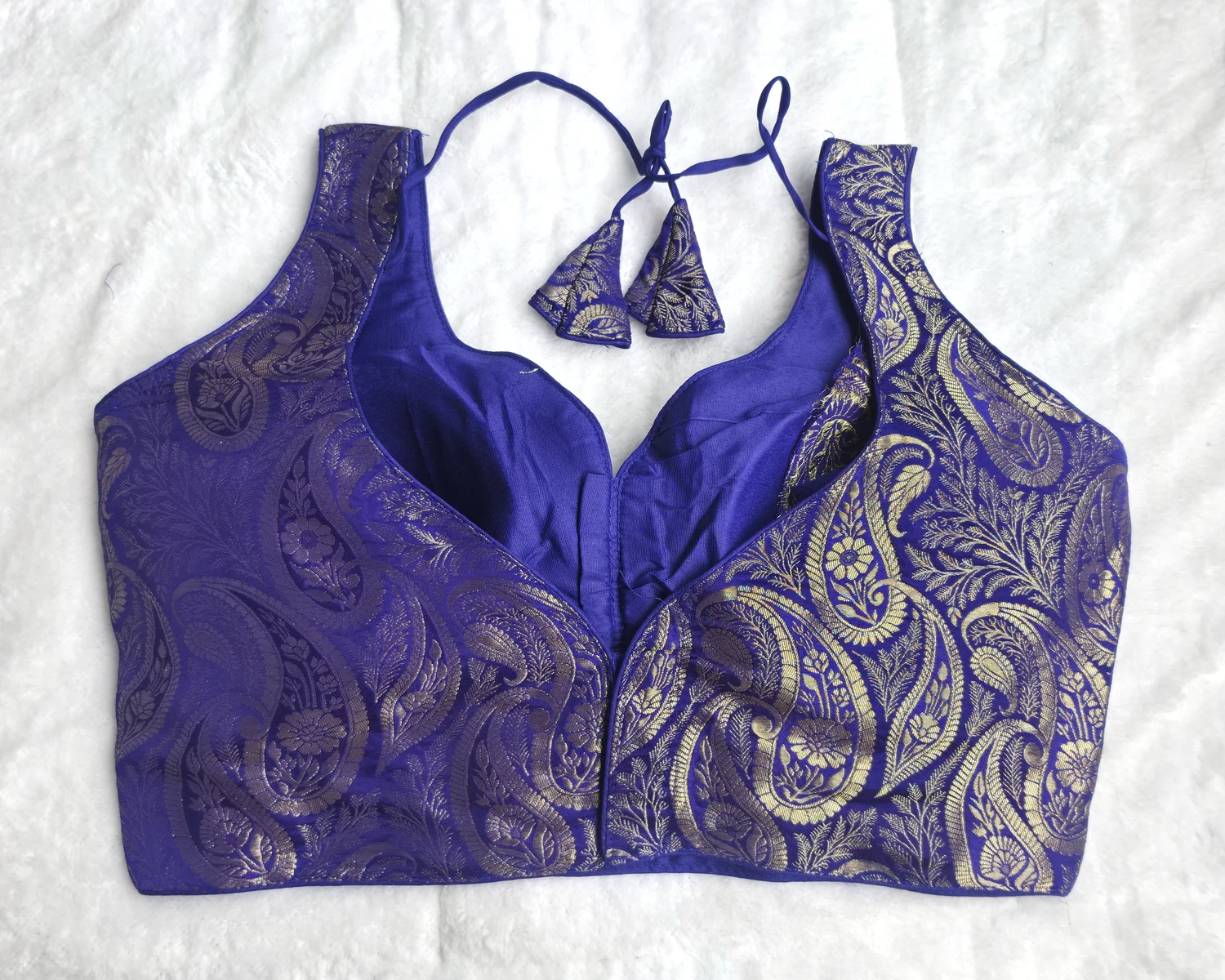 Nazakat Royal Blue Blouse, back view