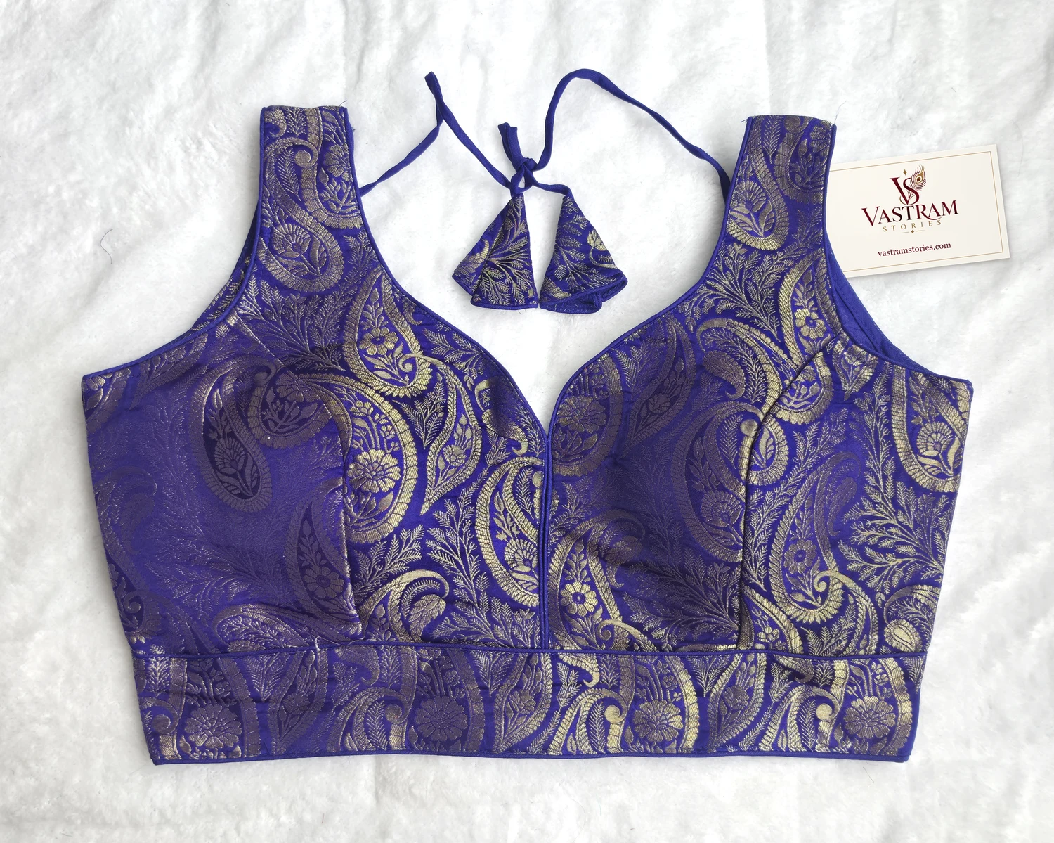 Nazakat Royal Blue Blouse, front view