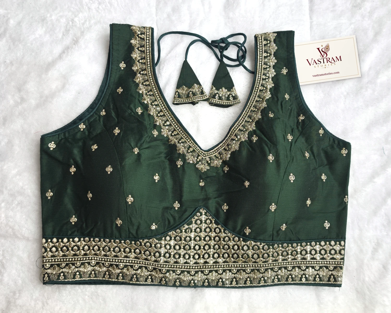 Sitara Green Celebration Blouse, front view