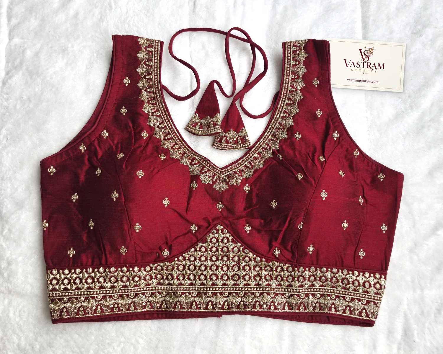 Sitara Red Celebration Blouse, front view