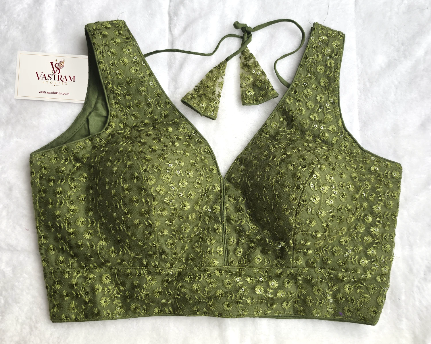 Inayat Green Elegant Blouse, front view