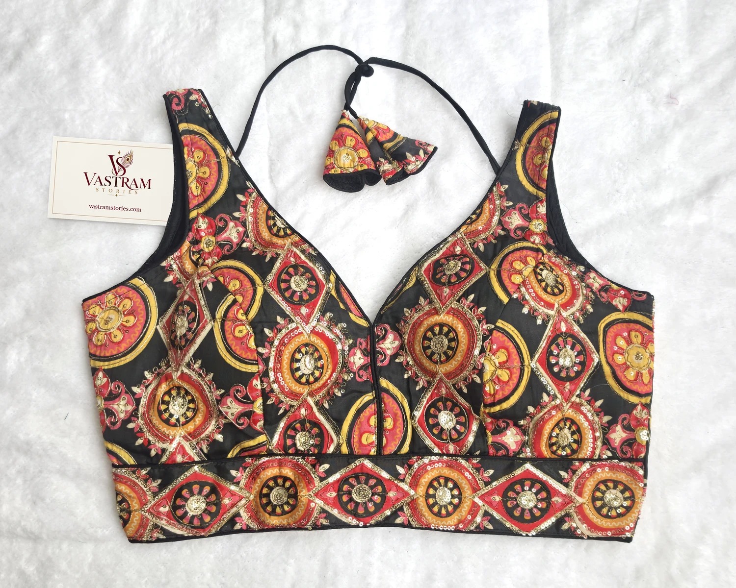 Maharani Black Heritage Blouse, front view