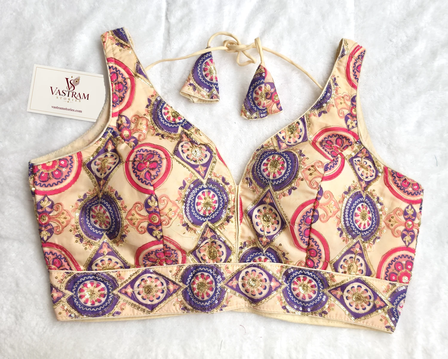 Maharani Cream Heritage Blouse, front view