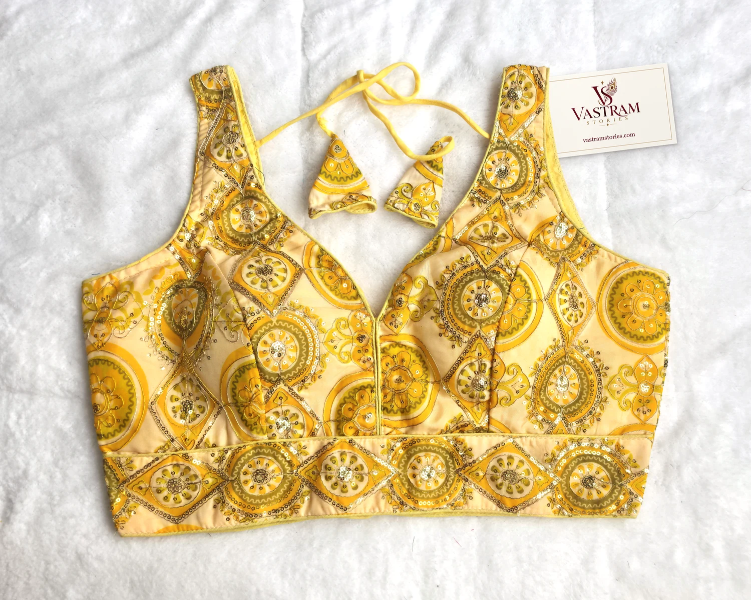 Maharani Lemon Heritage Blouse, front view