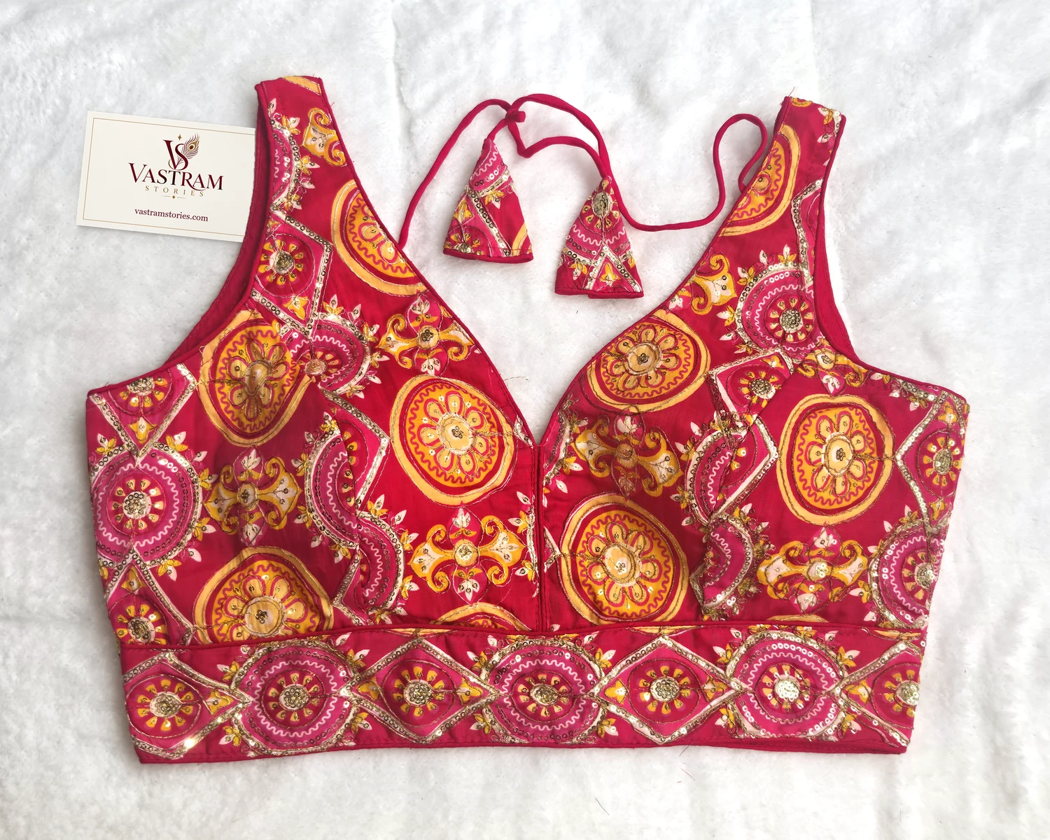 Maharani Red Heritage Blouse, front view