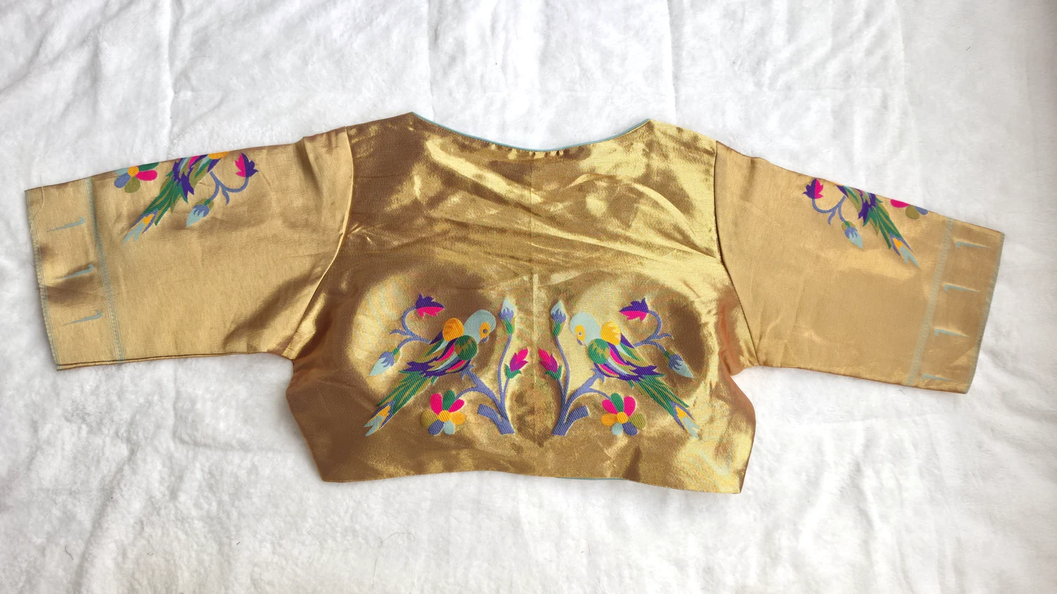 Royal Paithani Style Blue Blouse, back view