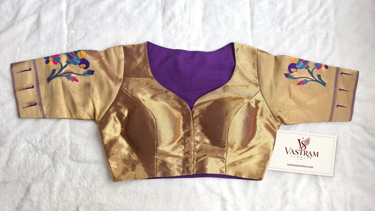Royal Paithani Style Purple Blouse, front view