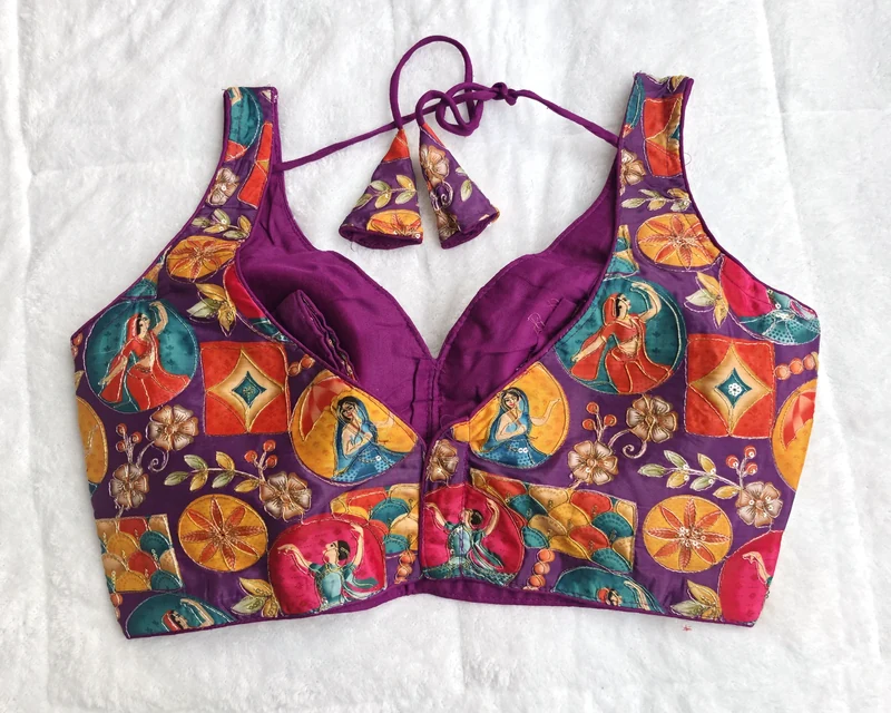 Meher Purple Kalamkari Print Blouse, back view