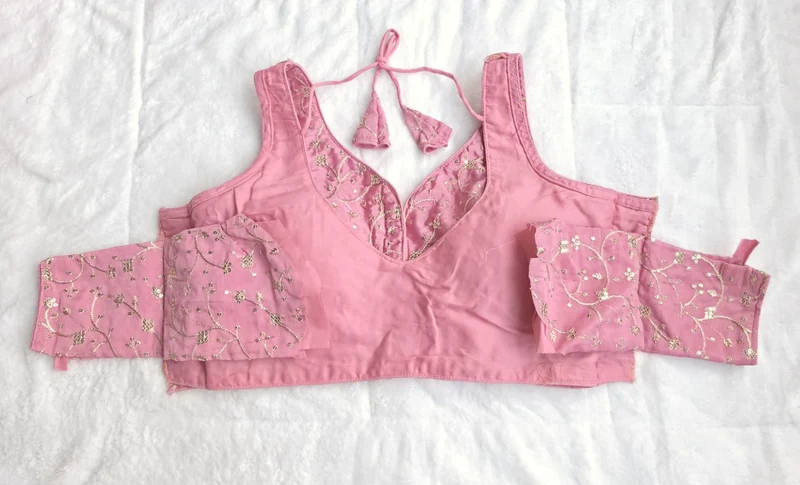 Gulbahar Pink Embroidered Blouse, sleeves view