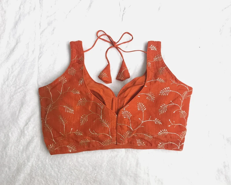 Aarzoo Rust Orange Blouse, back view