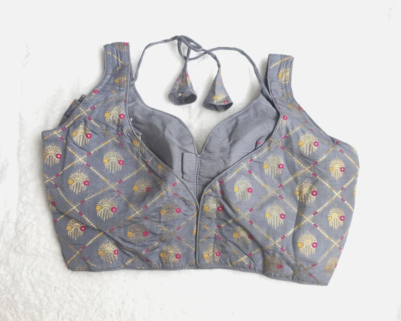 Zariya Grey Blouse, back view