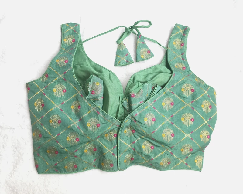 Zariya Sea Green Blouse, back view