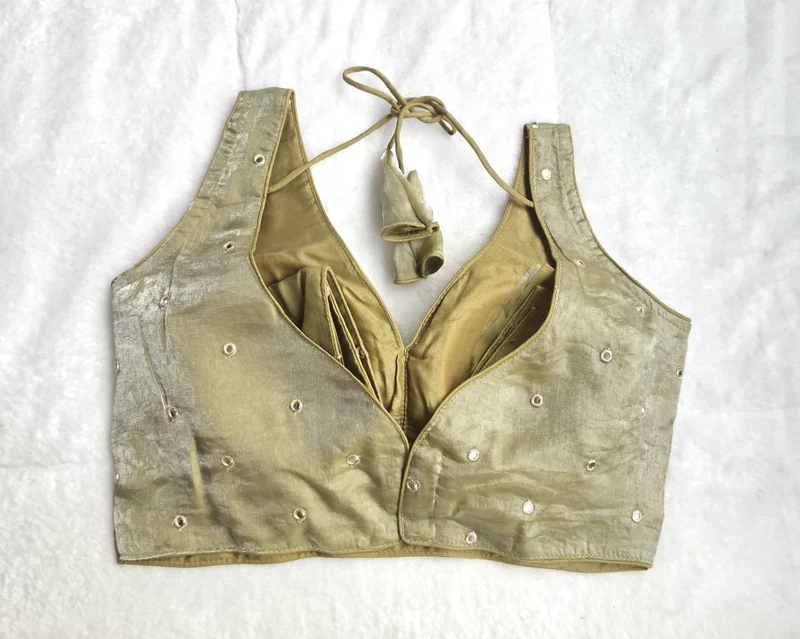 Ruhani Sage Gold Blouse, back view