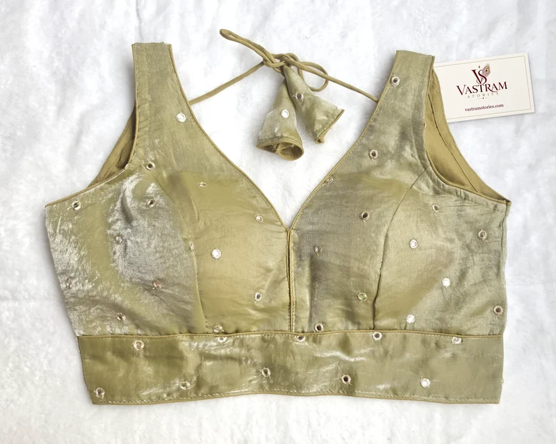 Ruhani Sage Gold Blouse, front view