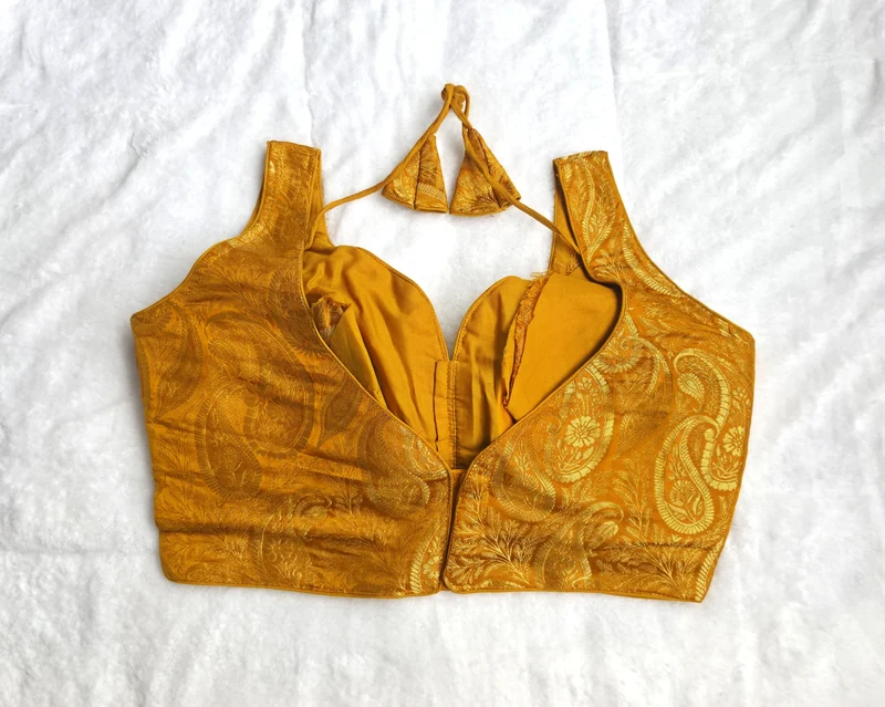 Nazakat Mustard Yellow Blouse, back view