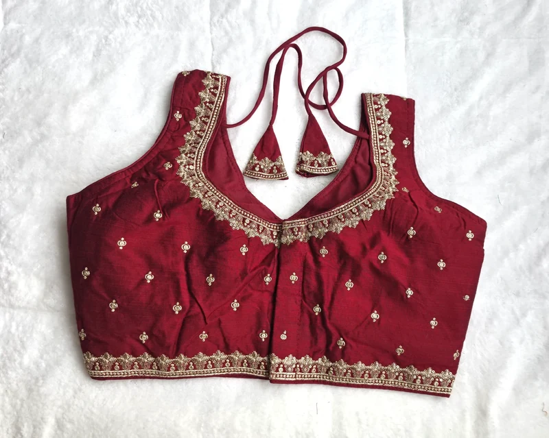 Sitara Red Celebration Blouse, back view