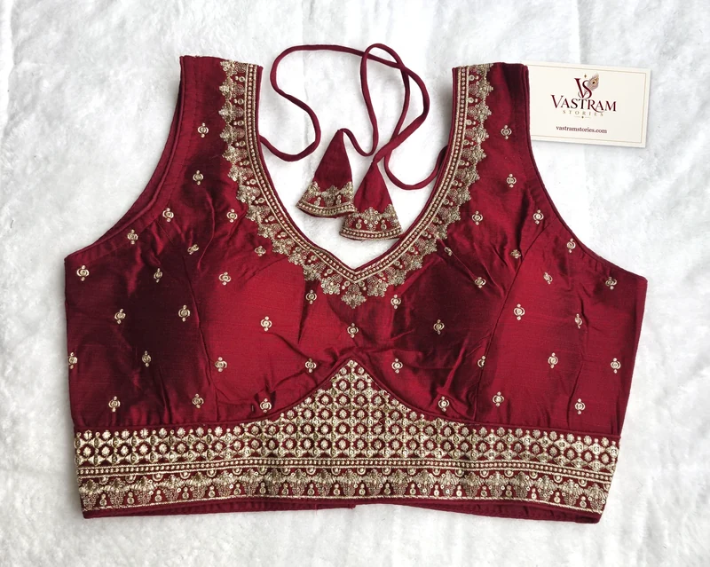 Sitara Red Celebration Blouse, front view