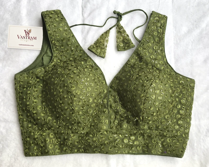 Inayat Green Elegant Blouse, front view