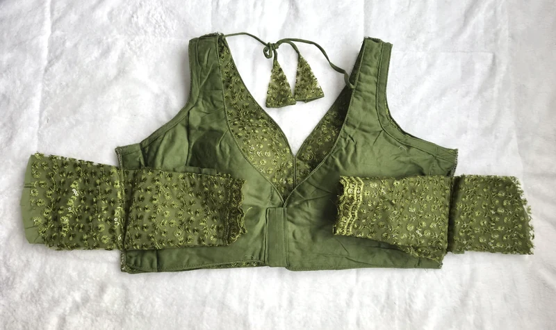 Inayat Green Elegant Blouse, sleeves view