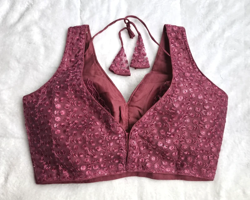 Inayat Maroon Elegant Blouse, back view