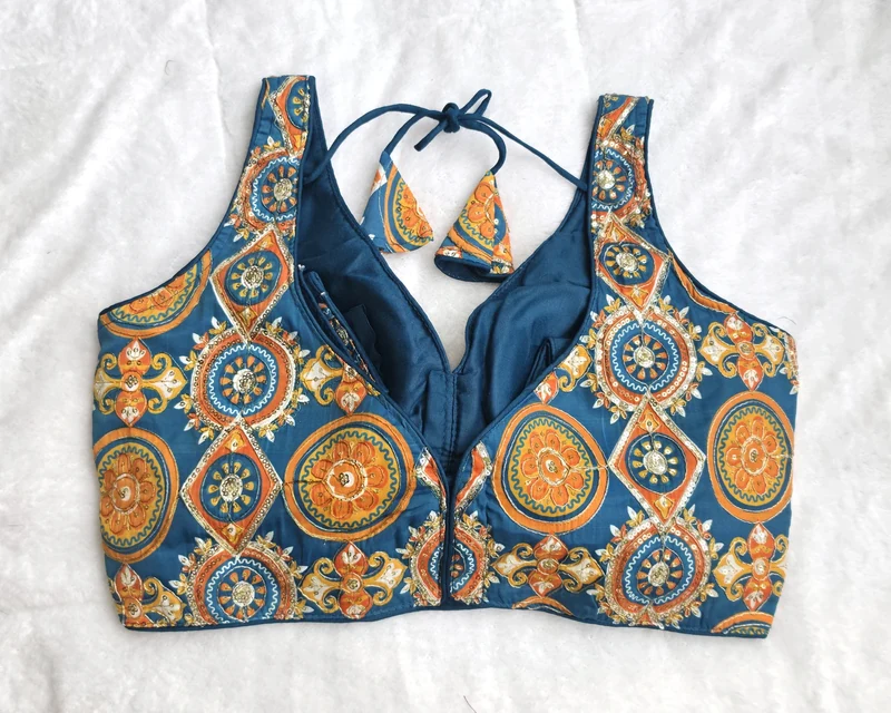 Maharani Blue Heritage Blouse, back view