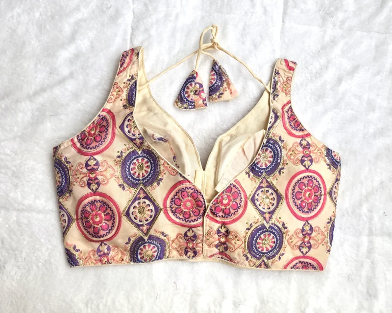 Maharani Cream Heritage Blouse, back view