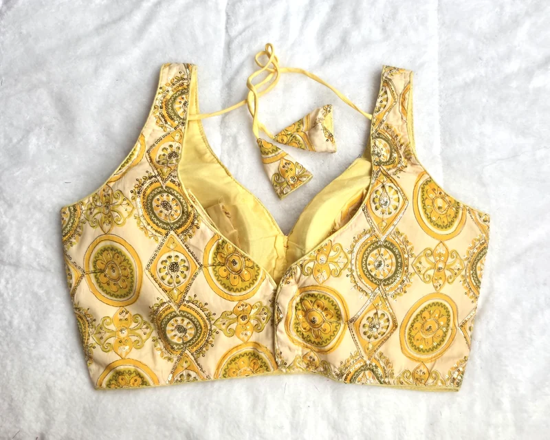 Maharani Lemon Heritage Blouse, back view