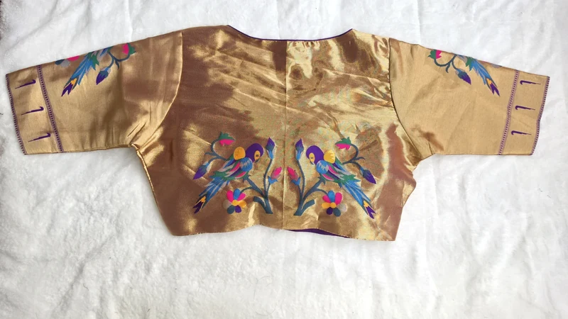 Royal Paithani Style Purple Blouse, back view